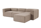 Modular corner sofa with loose ottoman in brown linen fabric Fora 
