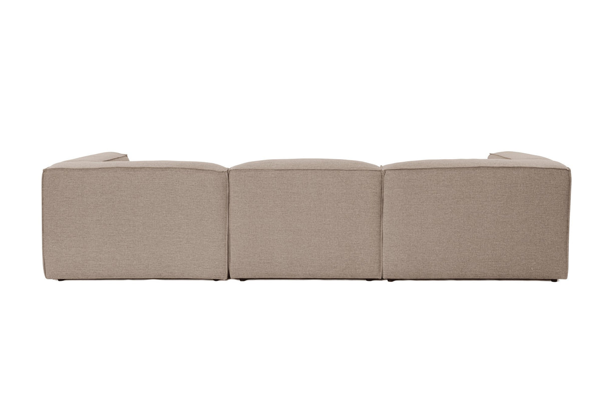 Modular corner sofa with loose ottoman in brown linen fabric Fora 