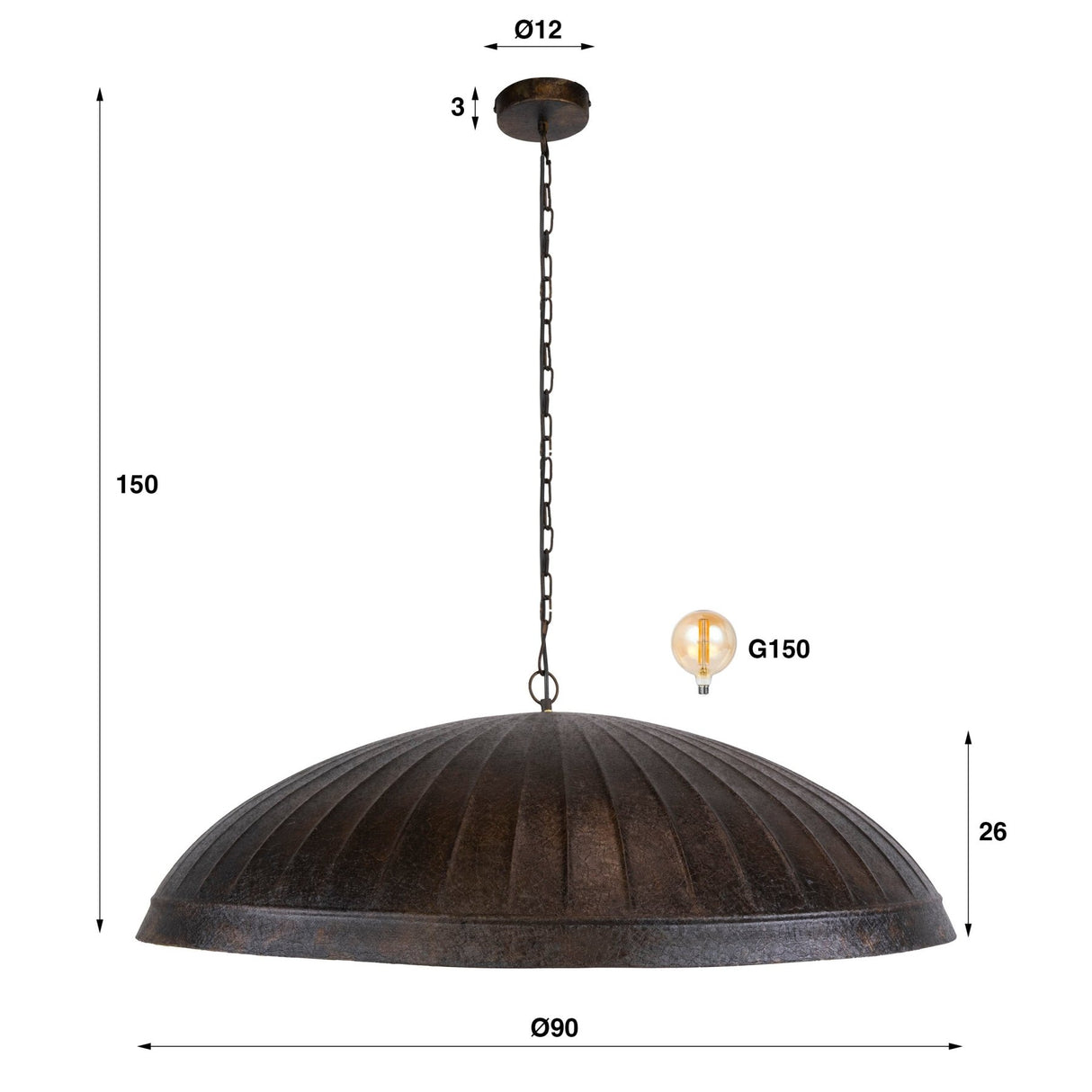 Hanglamp-Hanglamp Guard 1-lichts Ø90 cm Smoked Brown metaal-Dimehouse