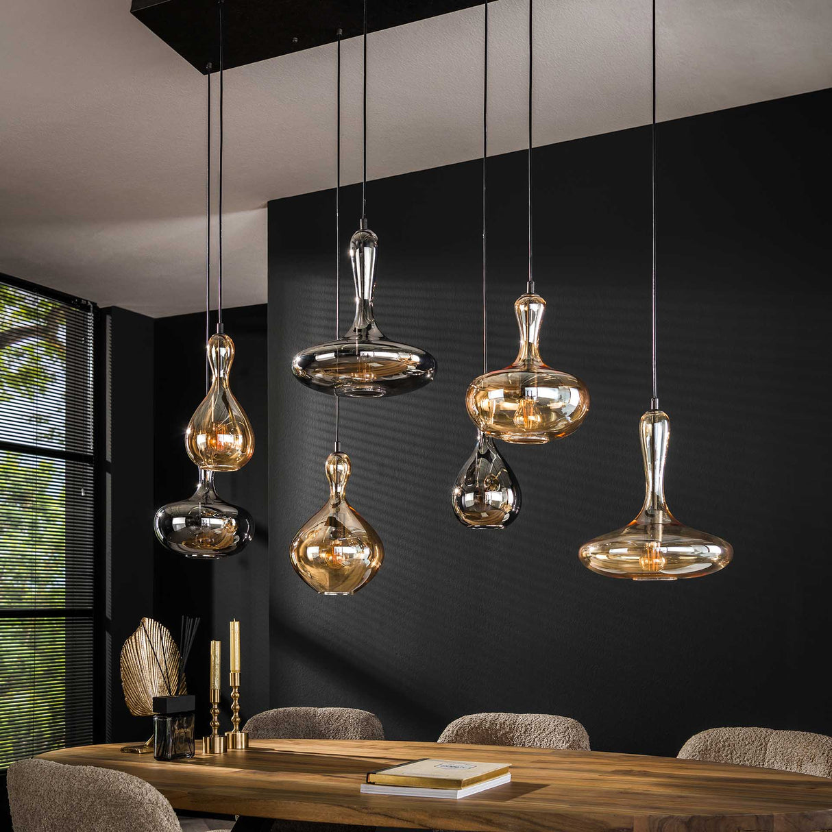 Modern Pendant Lamp Glass Tiered Lessy 7-Lights Artic 