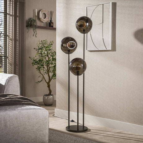 Floor lamp Ada 3-light stepped brown glass