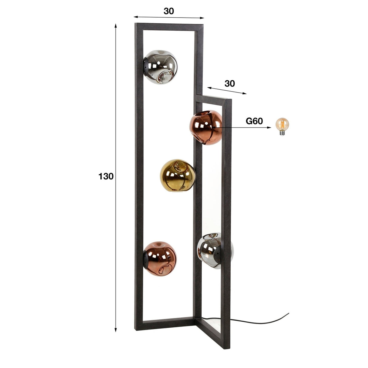 Industrial Floor Lamp Ada 5-lights Colored Glass Corner 