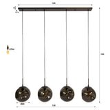 Hanglamp-Hanglamp Ada 4-lichts bruin glas-Dimehouse