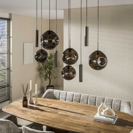 Stellar hanging lamp in sienna brown with 9 light points