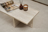 Salontafels - Rechthoekige salontafel travertin melamine - 120x45x30 cm - Portland - Dimehouse