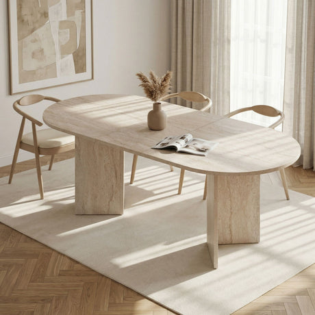 Sorell extendable dining table travertine 160 cm Melamine-coated wood composite