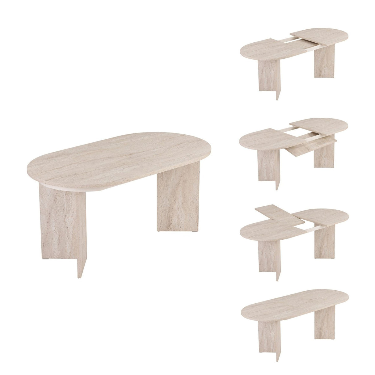 Sorell extendable dining table travertine 160 cm Melamine-coated wood composite