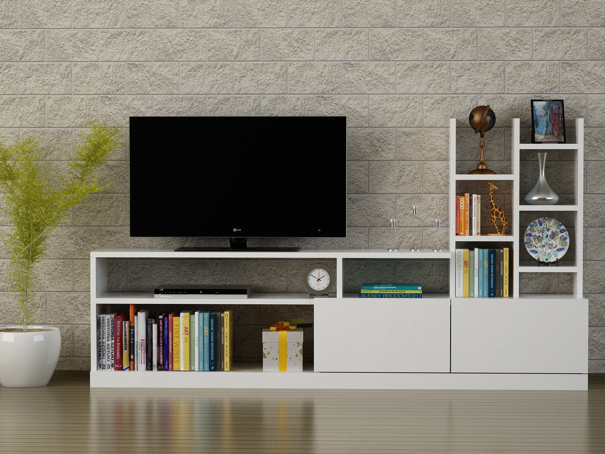 TV furniture set dolunay white melamine 164.4x91.3x25 cm
