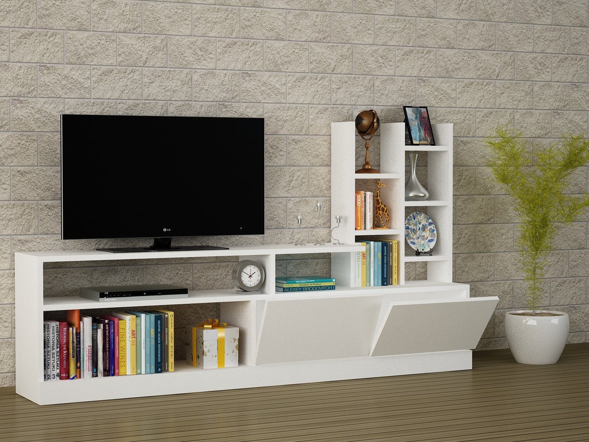 TV furniture set dolunay white melamine 164.4x91.3x25 cm