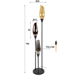 Floor lamp Nova 3-light black with glass globes 