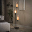 Floor lamp Cocoon 3-light in sienna brown