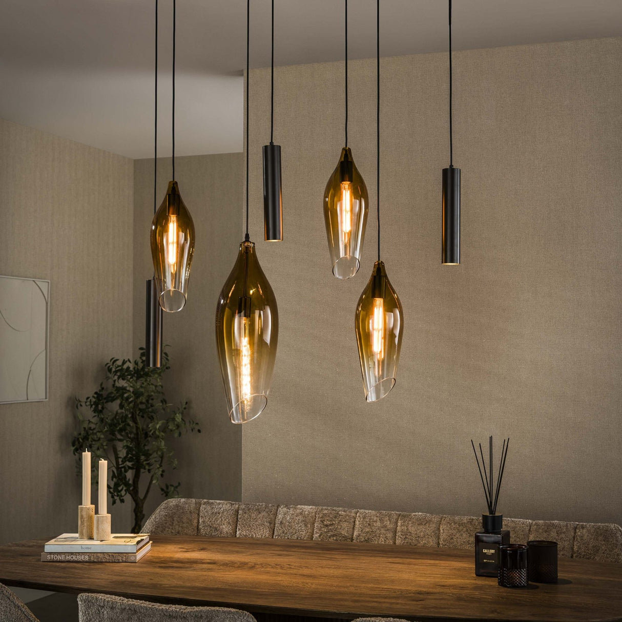 Hanging lamp cocoon pendant brown
