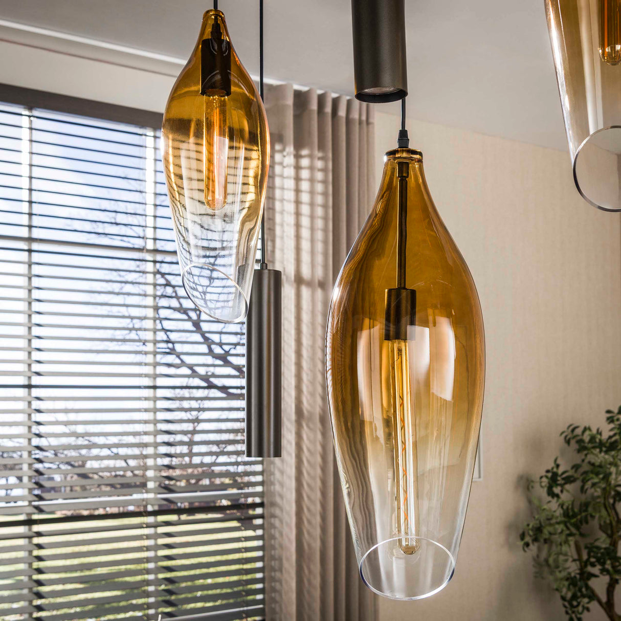 Hanging lamp cocoon pendant brown