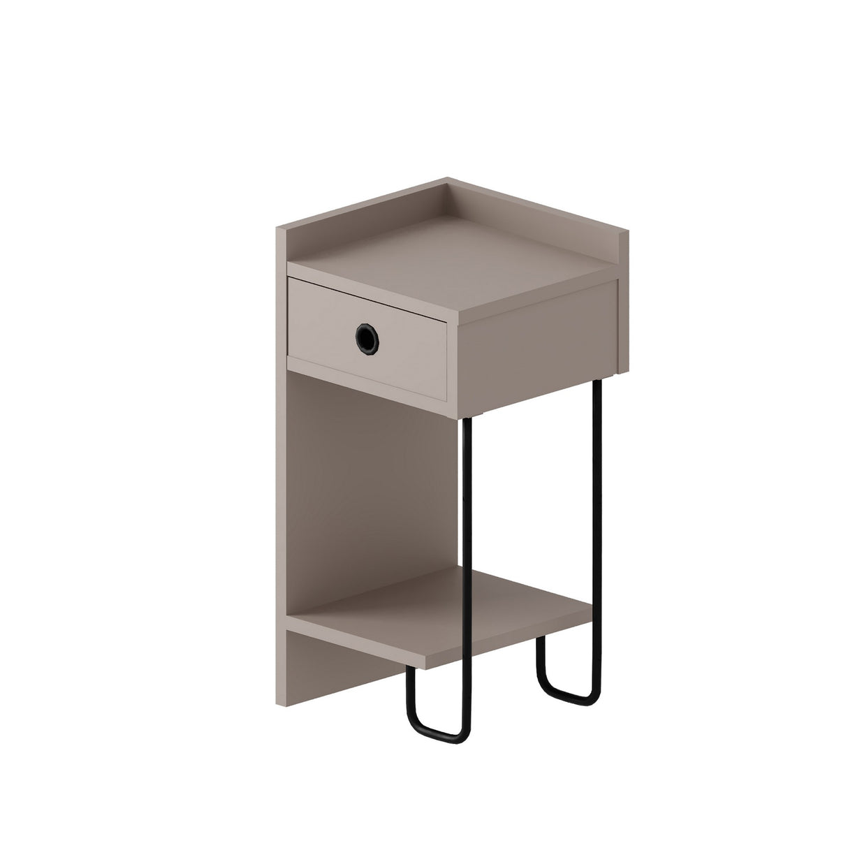 Nachtkastjes - Nachtkastje Sirius Left Mokka Melamine 32x61x30 cm - Dimehouse