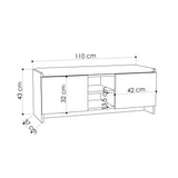 Shoe cabinet Dark Oak Melamine - six compartments - 110x43x37 cm - Zulla
