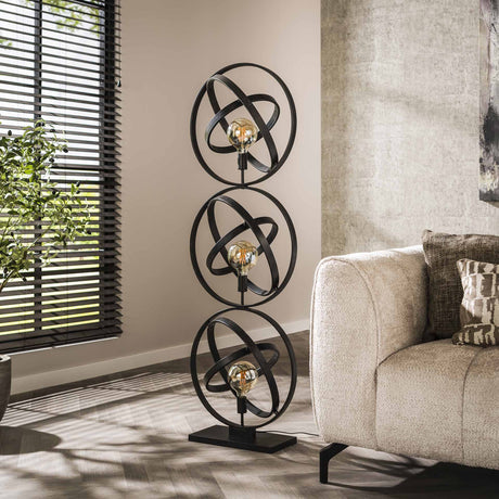 Galaxy floor lamp 3-light black metal 