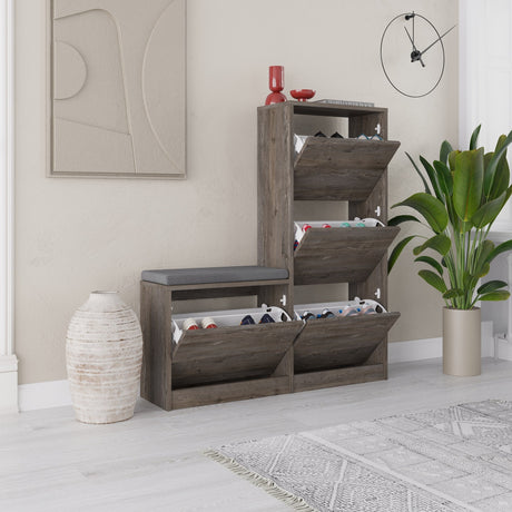 Shoe cabinet Dude Dark Brown Melamine 105x118.5x26 cm