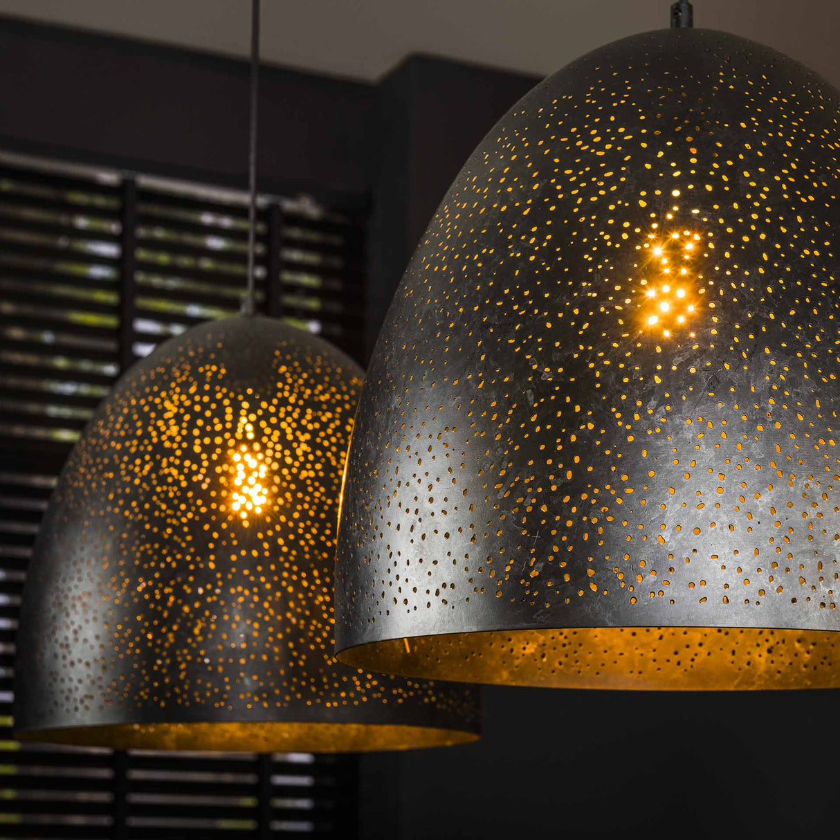 Industrial Hanging Lamp Kylian 2-light Metal Black