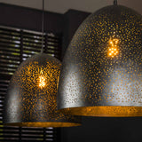 Industrial Hanging Lamp Kylian 2-light Metal Black