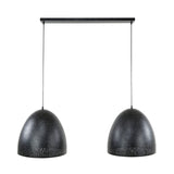 Industrial Hanging Lamp Kylian 2-light Metal Black