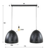Industrial Hanging Lamp Kylian 2-light Metal Black