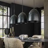 Industrial Hanging Lamp Kylian 3-light Metal Black
