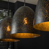 Industrial Hanging Lamp Kylian 3-light Metal Black