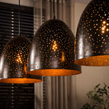 Industrial Hanging Lamp Kylian 3-light Metal Black