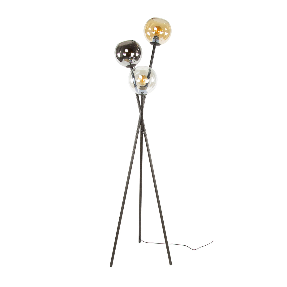 Floor lamp Nova 3-lights Black with Globes 