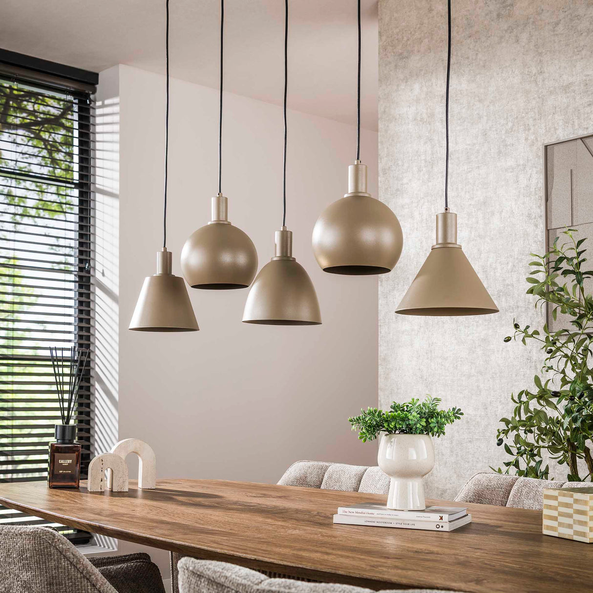 Hanglampen - Hanglamp Sienna 5 - lichts Beige 120 cm - Dimehouse