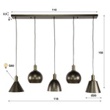 Pendant lamp Sienna 5-lights Industrial - Brown 120 cm 