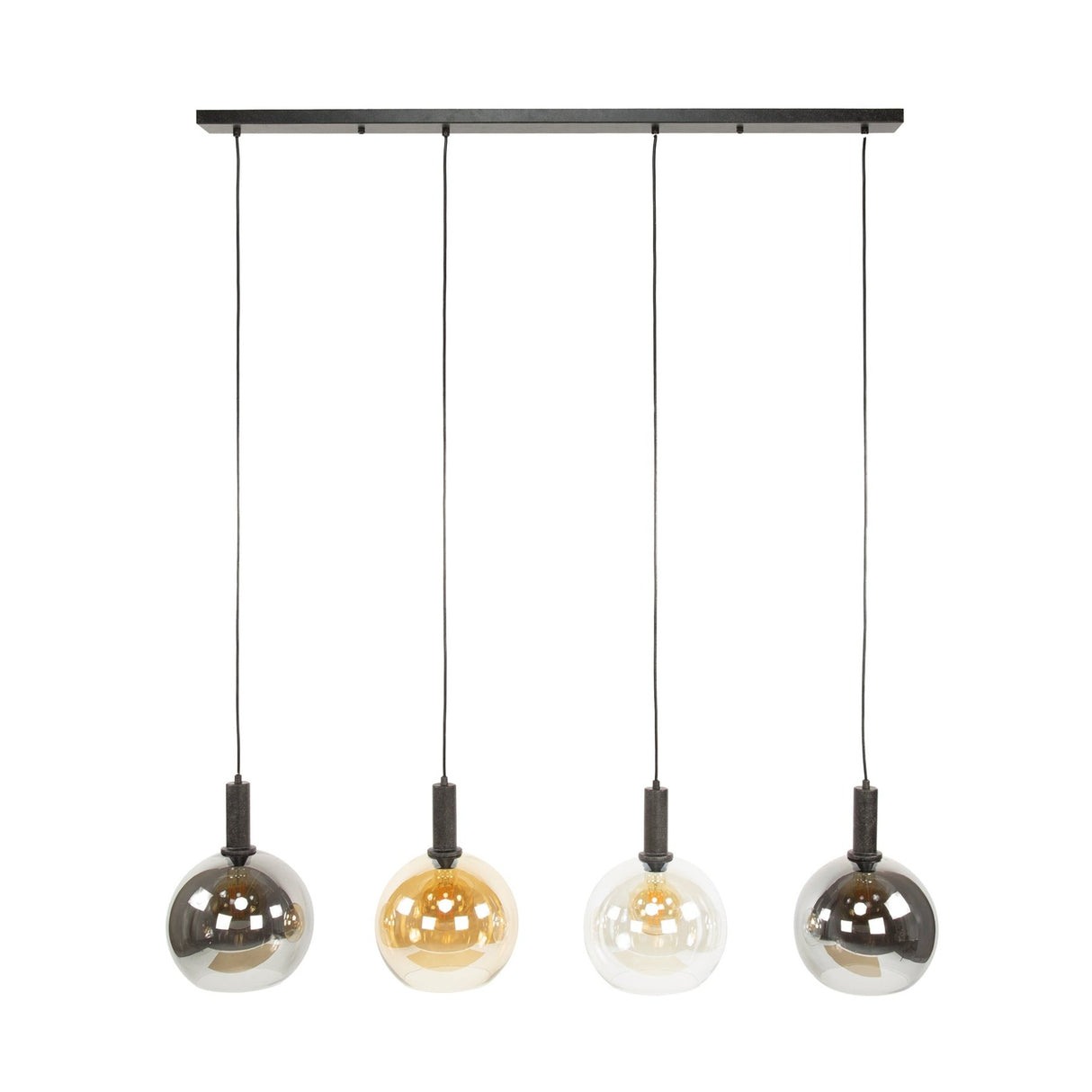 Hanging lamp Valeo 4-lights Black Metal 135 cm 