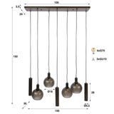 Pendant lamp Orion 7-lights – Black Metal – 110 cm 