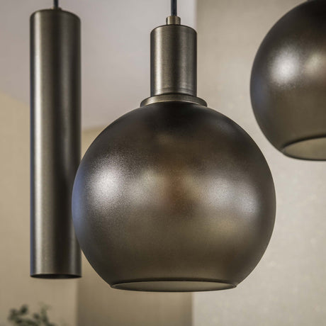 Hanging lamp 7-light brown frosted glass bronze metal Valeo 110 cm