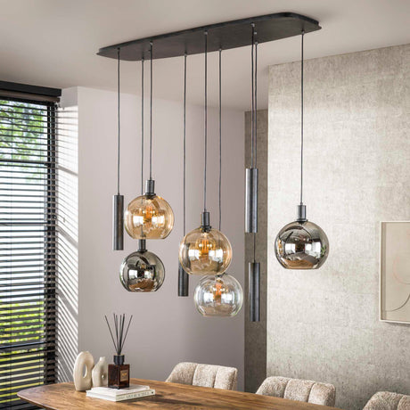 Orbis Tricolore Pendant Lamp 5+4-light Black Metal 