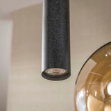 Hanglamp 5-lichts getrapt gekleurd glas zwart metaal Valeo