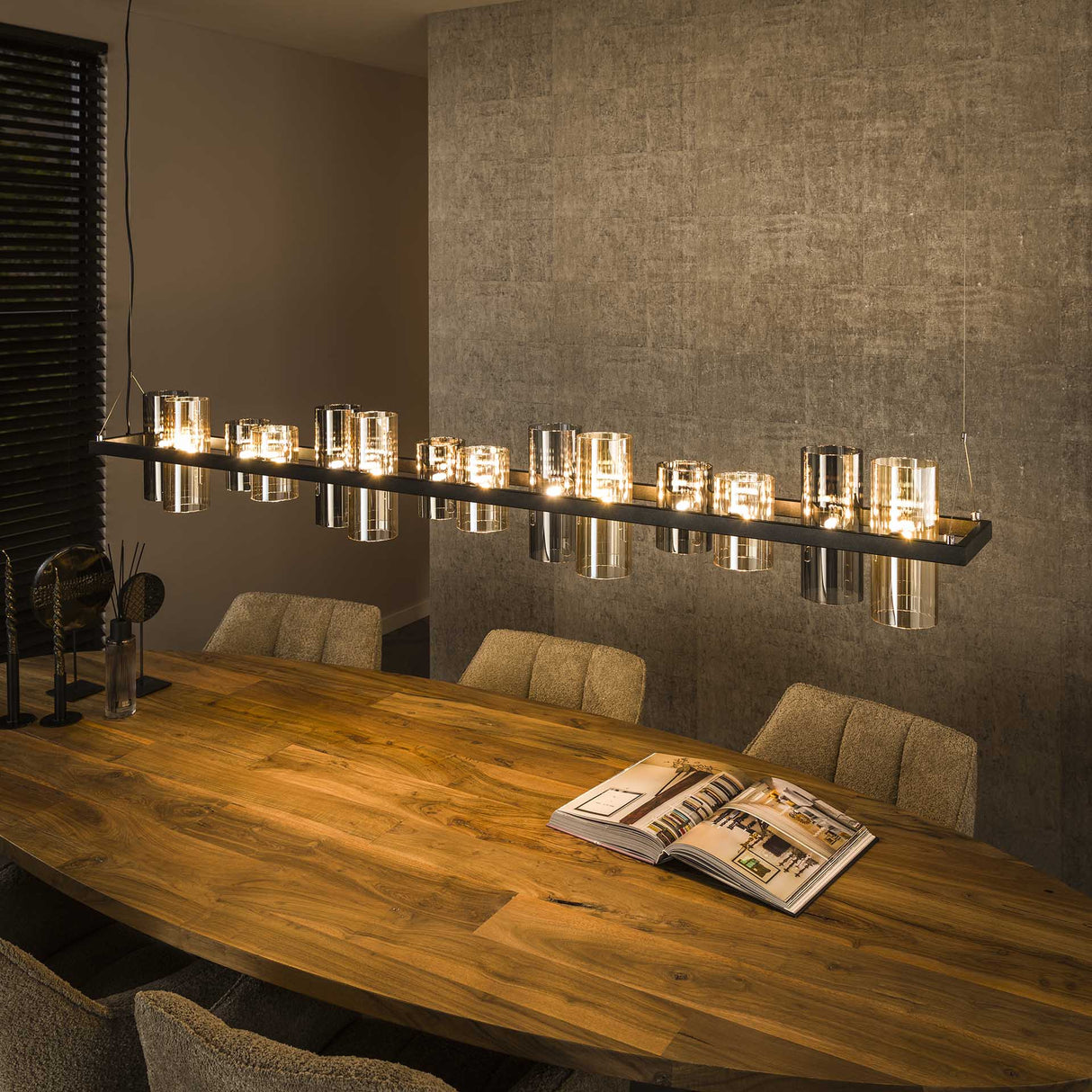 Khai pendant lamp 14-light mixed glass 