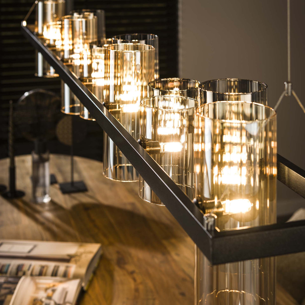 Khai pendant lamp 14-light mixed glass 