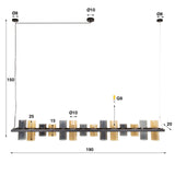 Khai pendant lamp 14-light mixed glass 