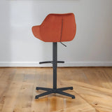 Venom Bar Stool Copper Velvet - adjustable rotating bar seat with armrest