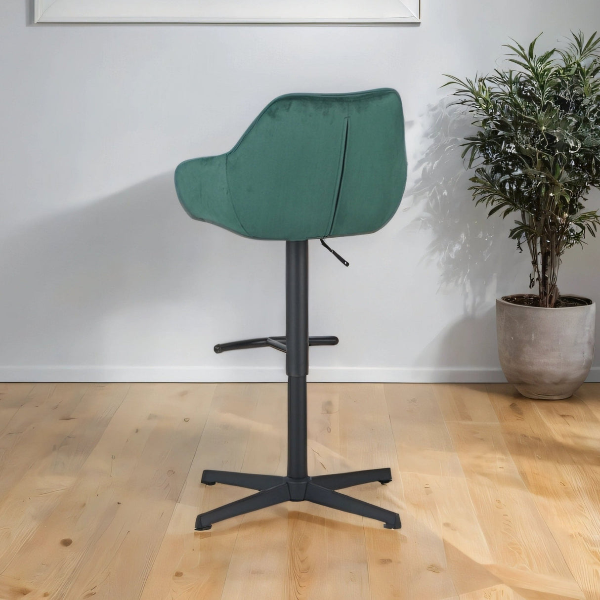 Venom Bar Stool Green Velvet - adjustable rotating bar seat with armrest