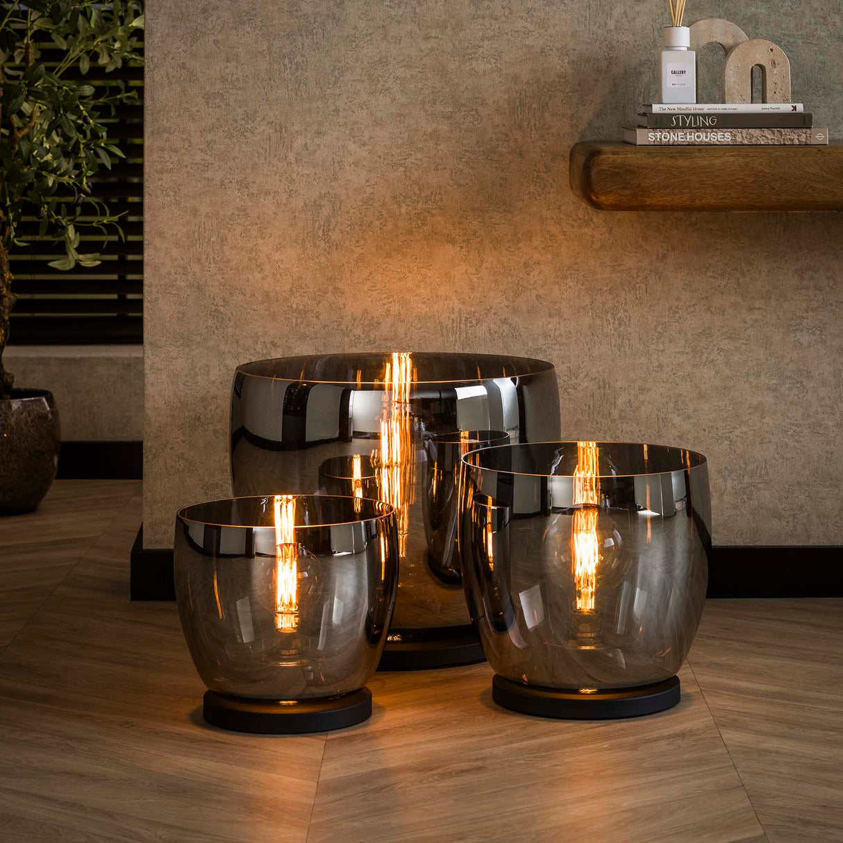 Floor lamp Dain UP L Chrome-colored glass 