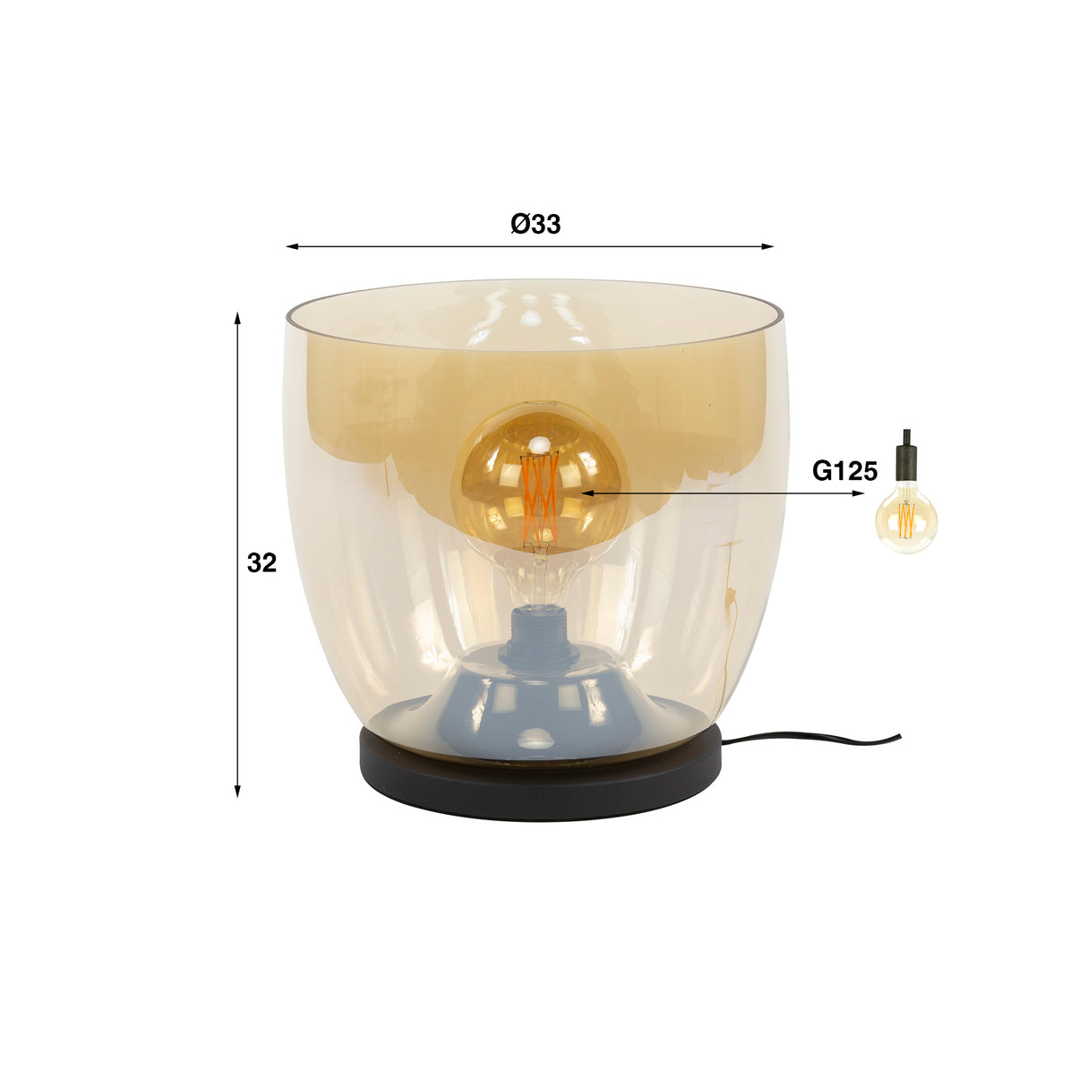 Vloerlampen - Vloerlamp Dain UP XL Amberkleurig glas - Dimehouse