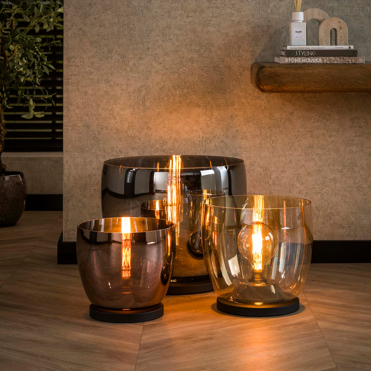 Floor lamp Dain UP XL Chrome-colored glass 