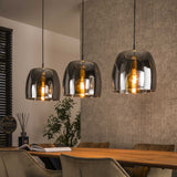 Pendant lamp Dain 3-light chrome-colored glass 