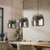 Pendant lamp Dain 3-light chrome-colored glass 