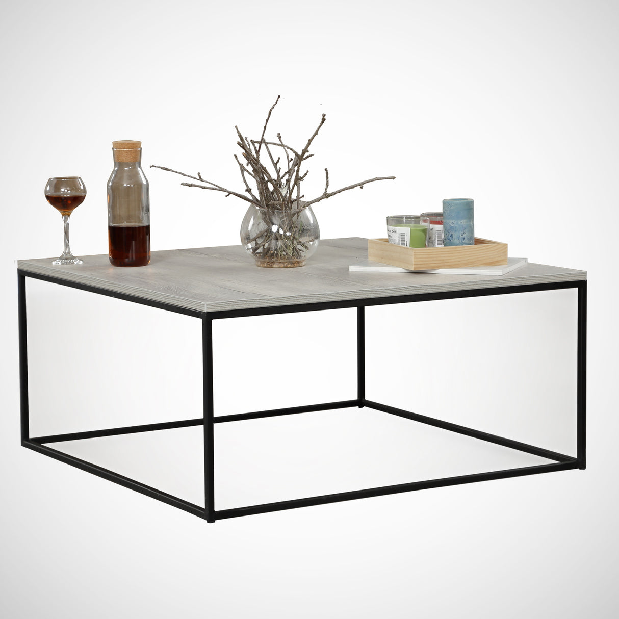 Square Coffee Table 75x75 cm Pola - Gray Wood Melamine 