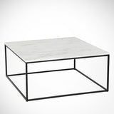 Salontafels - Vierkante salontafel wit Marmerlook - 75x75 cm - Pola - Dimehouse