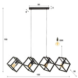 Drew 4-light cube pendant lamp black 