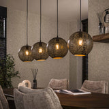Hanging lamp Zeno 4-lights Ø25 Metal Black